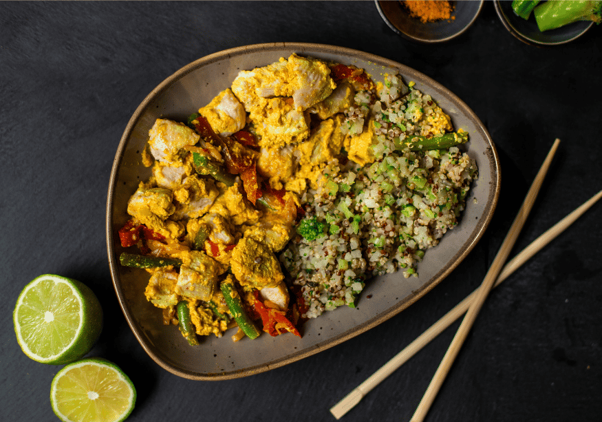 Yellow curry with chicken breast