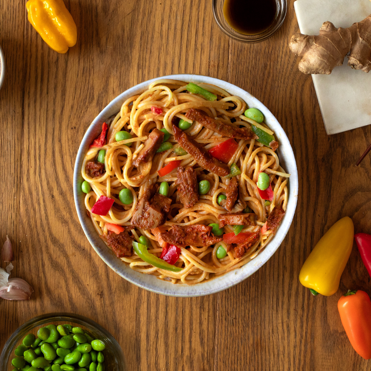 Asian noodles with beef