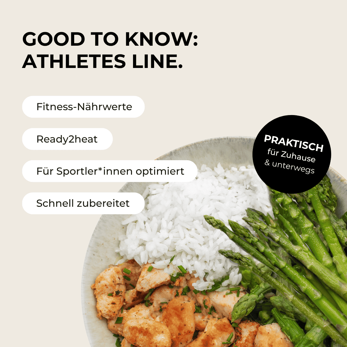 CH: Athletes Line: Hähnchen, Reis & grüner Spargel