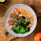 Salmon with pumpkin puree