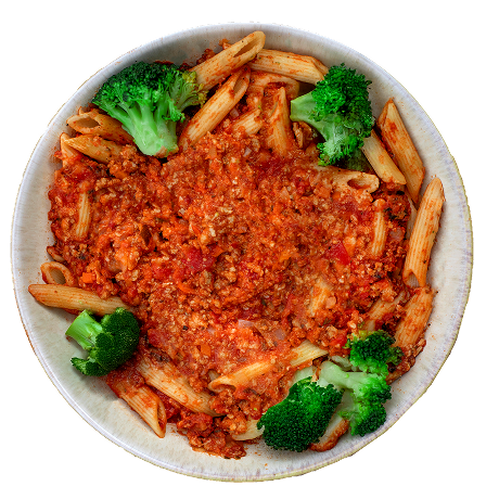 Protein penne with bolognese