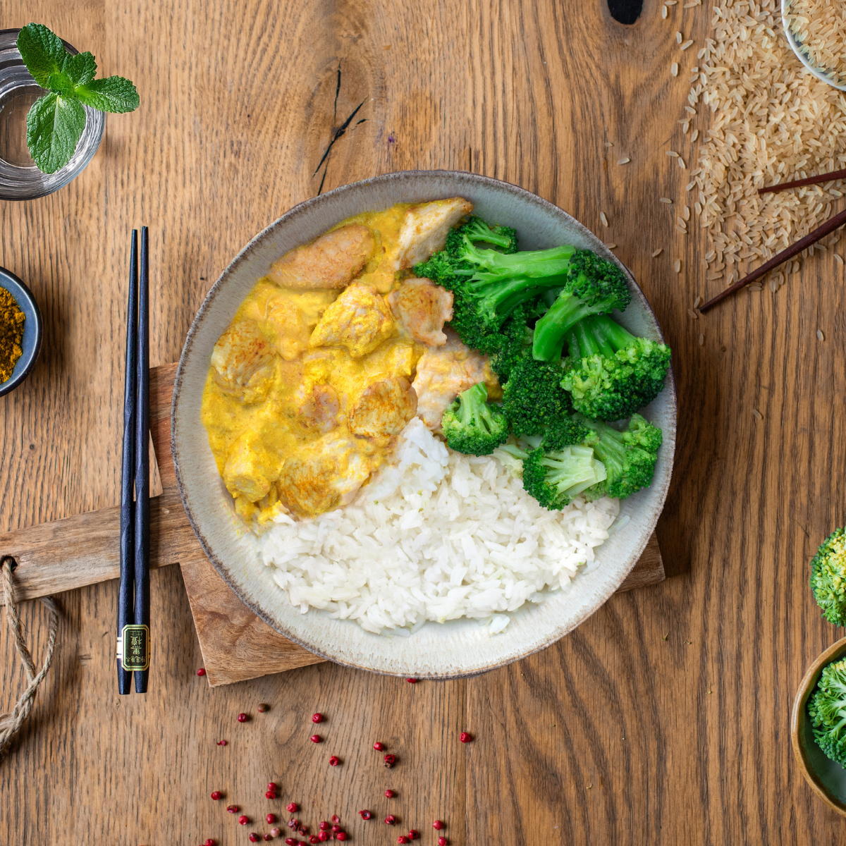 CH : Poulet, riz, brocoli