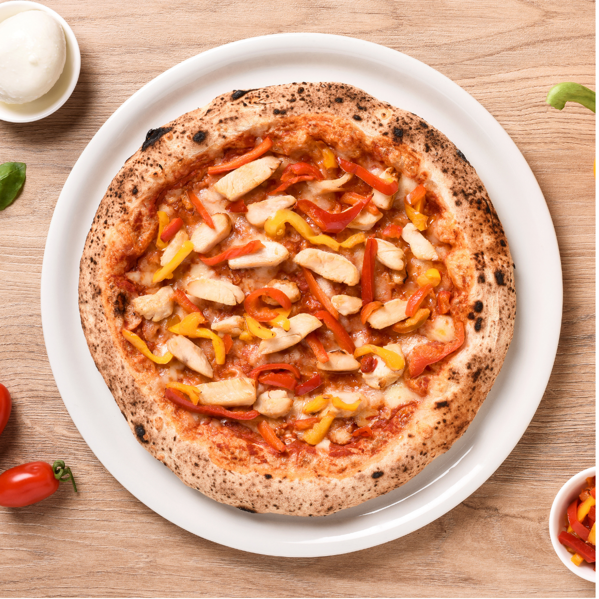Pizza protéinée au poulet et aux poivrons