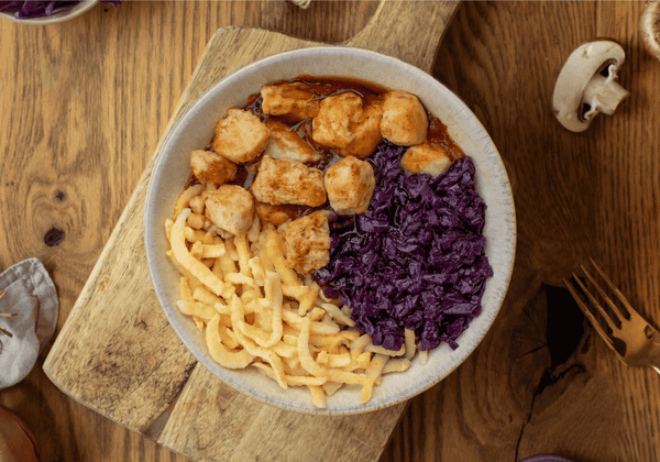 Poulet au chou rouge & spätzle