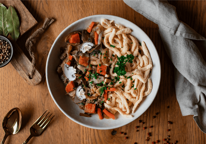 Spätzle avec lamelles de bœuf