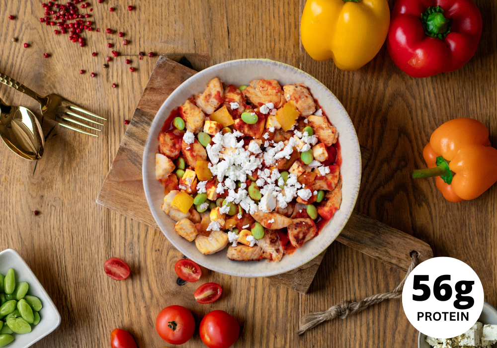 Hähnchen mit Gemüse und Käse