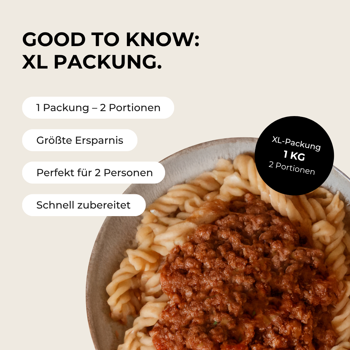 CH: Vegane Protein Pasta Bolognese (XL, 2 Portionen)